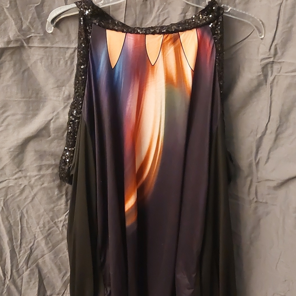 Black long sleeve off the shoulders w/sequins shirt